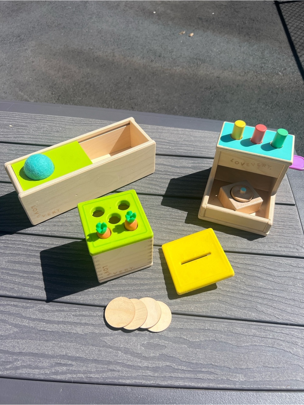 Lovevery Wooden Toy Lot The Thinker Babbler Play Kit Coin Bank Peg Drop Sliding